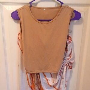 Stylish Tan Sleeveless 2 Piece